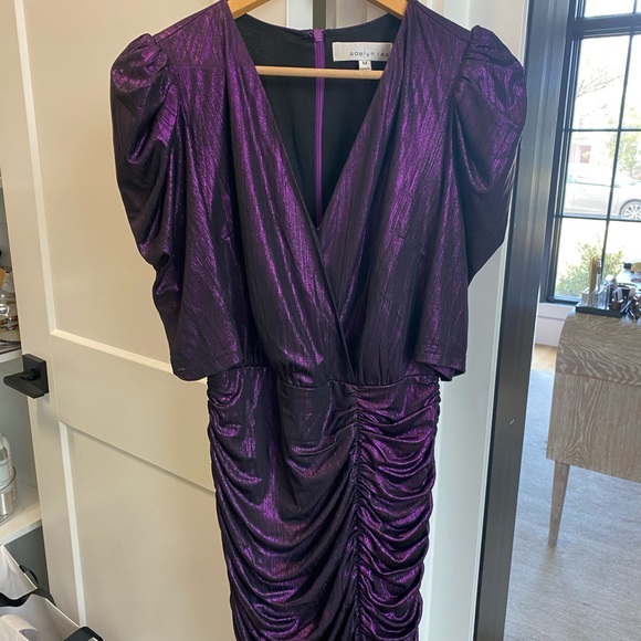 Adelyn Rae Ruiza Metallic Puff Sleeve Mini Dress - Picture 13 of 15